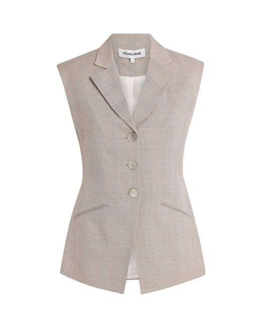 Veronica Beard Gray Plaid Sorenne Waistcoat
