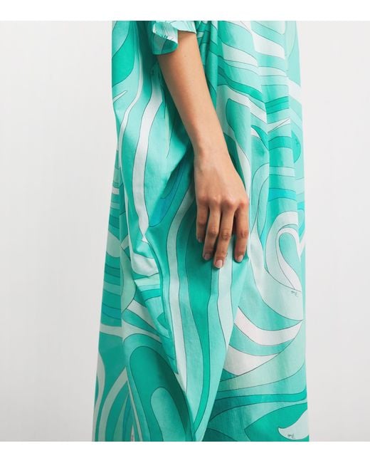 Emilio Pucci Blue Cotton Marmo Maxi Dress
