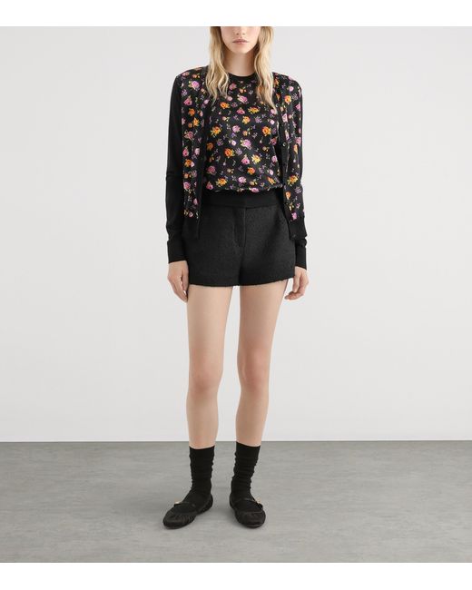 Dolce & Gabbana Black Silk Floral Cardigan