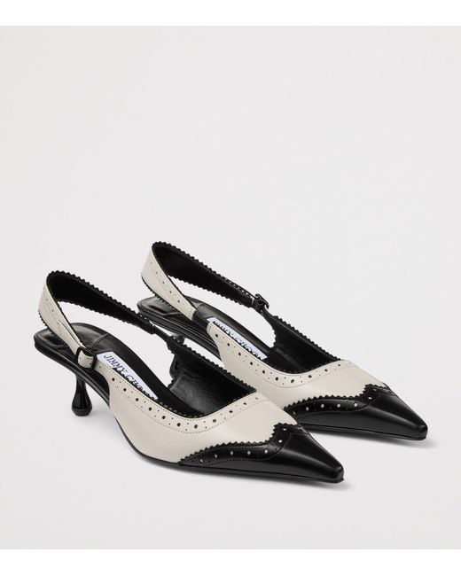 Jimmy Choo Metallic Amel 50 Leather Slingback Pumps