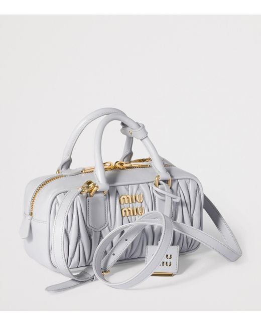 Miu Miu White Nappa Leather Matelassé Arcadie Top-Handle Bag