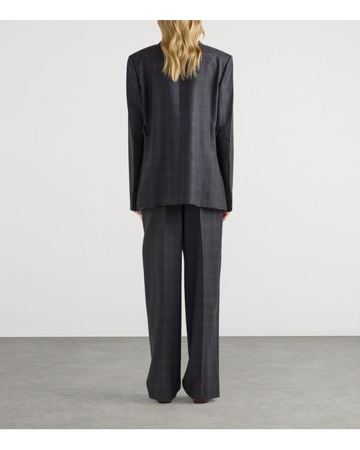 Prada Black Wool Check Tailored Trousers