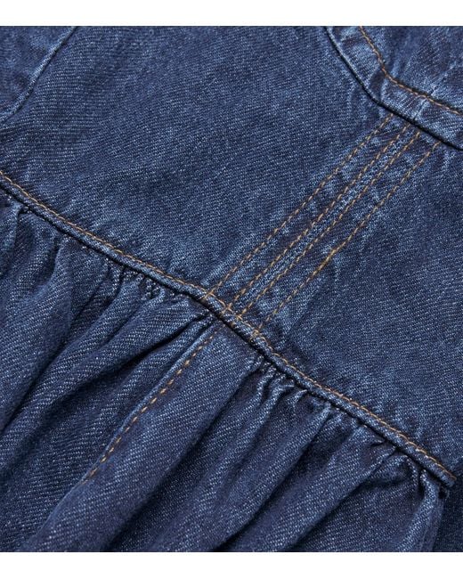 Sandro Blue Denim Corset Midi Dress