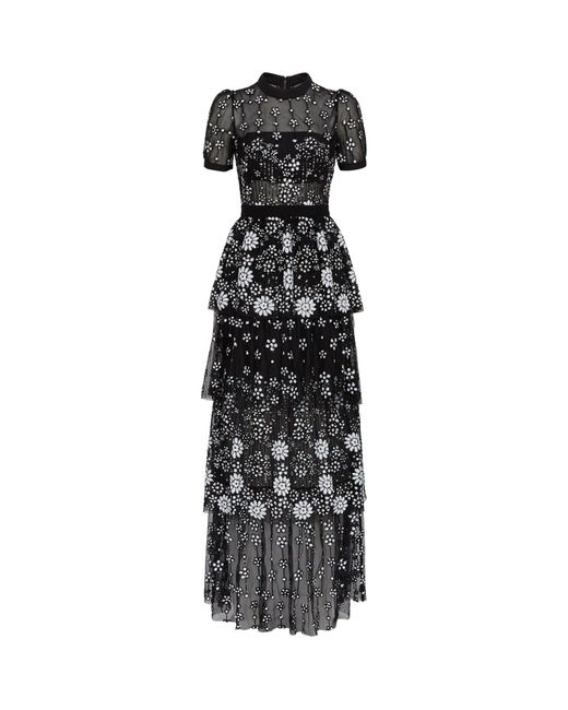 Self-Portrait Black Deco Sequin Maxi Dress
