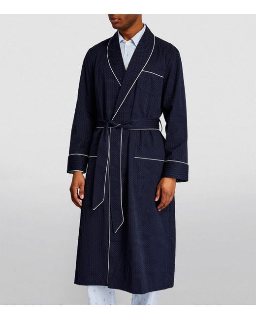 Derek Rose Blue Royal 40 Piped Robe for men