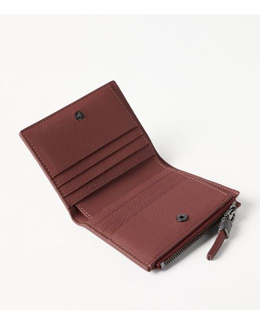 Brunello Cucinelli Red Leather Bifold Wallet