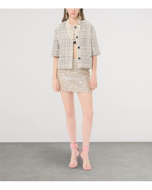 Valentino Natural Tweed Cropped-Sleeve Jacket