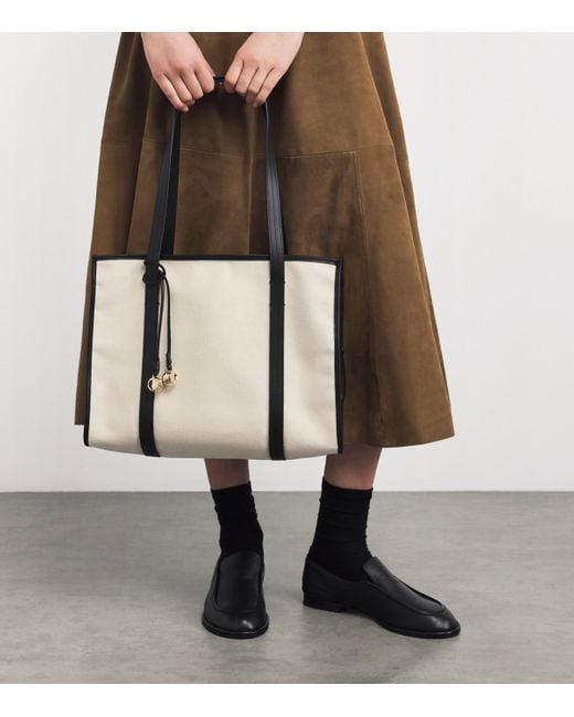 Sandro White Cotton Canvas Tote Bag