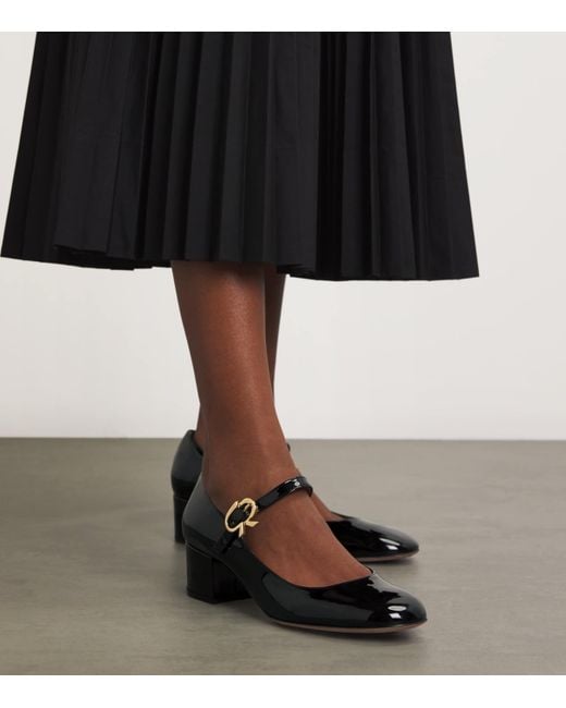 Gianvito Rossi Leather Mary Jane Pumps 45 in Black | Lyst