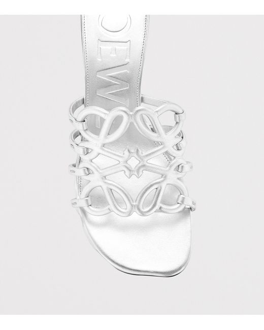 Loewe White X Paula's Ibiza Leather Petal Anagram Heeled Mules 45