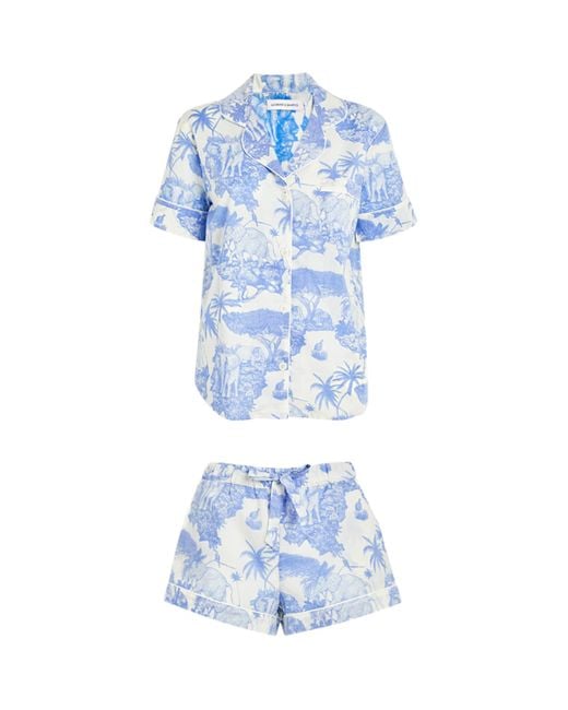 Desmond & Dempsey Blue Short Pyjama Set