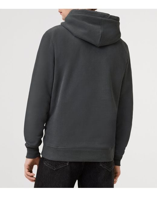 AllSaints Gray Organic Cotton Raven Ramskull Hoodie for men