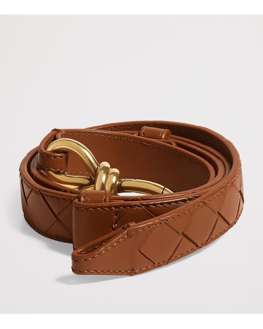 Bottega Veneta Brown Leather Intrecciato Andiamo Belt