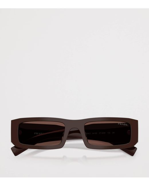 Prada Brown Acetate Rectangle Sunglasses for men