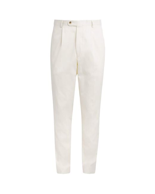 N.Peal Cashmere White Stretch-Cotton Atrani Trousers for men