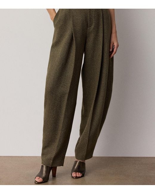 Ralph Lauren Green Linen-Cashmere Harlo Trousers