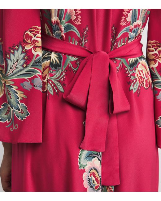 Etro Red Silk Floral Print Gown