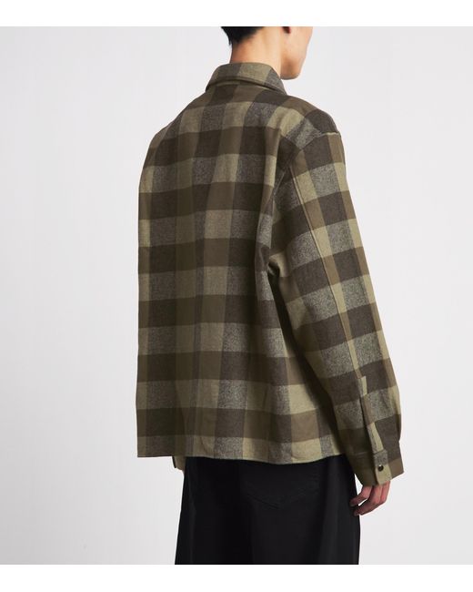 Amiri Green Cotton Flannel Check Shirt for men