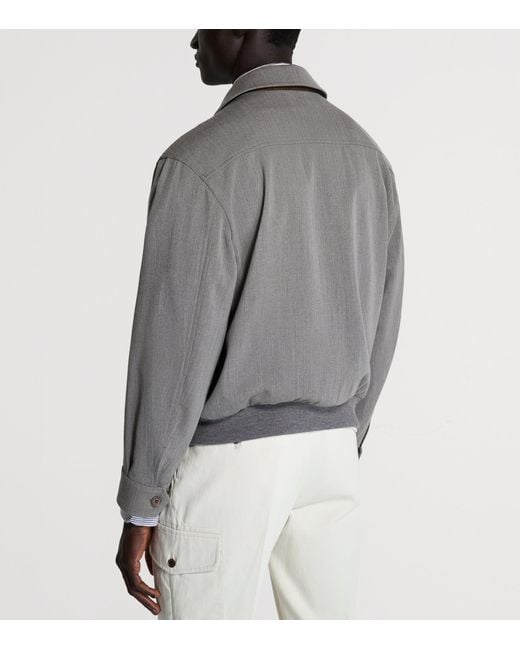 Dunhill Gray Wool Super 120S Bomber Jacket for men