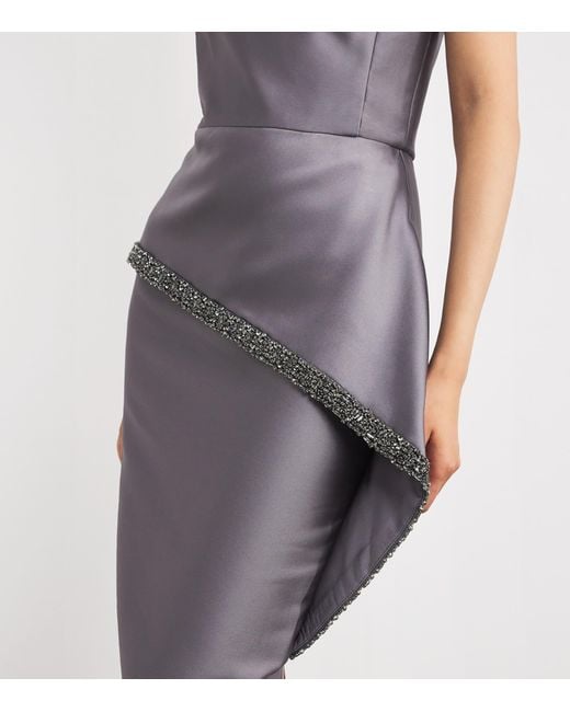 Roland Mouret Purple Taffeta Crystal-Embellished Gown