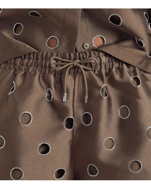 Sandro Brown Rhinestone Cut-Out Shorts