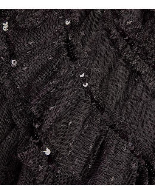Needle & Thread Black One-shoulder Mini Dress