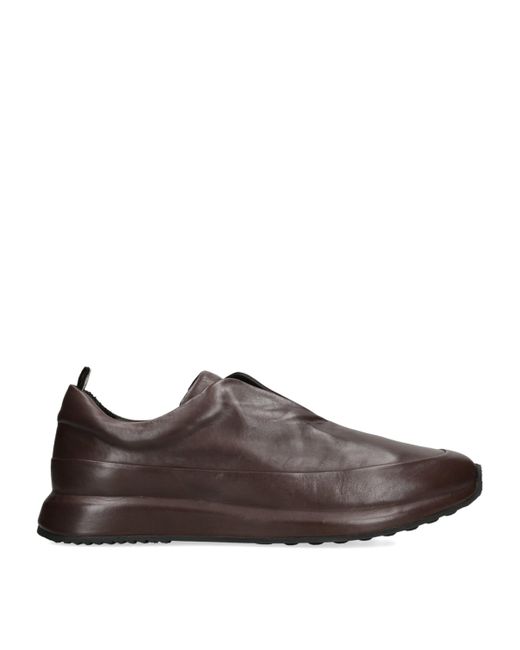 Officine Creative Brown Leather Race Slip-On Sneakers for men