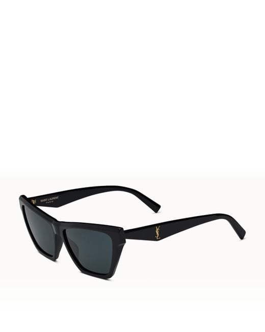 Saint Laurent Black Rectangular Cat Eye Sunglasses