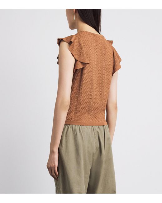 PAIGE Brown Ruffled Margo Tank Top