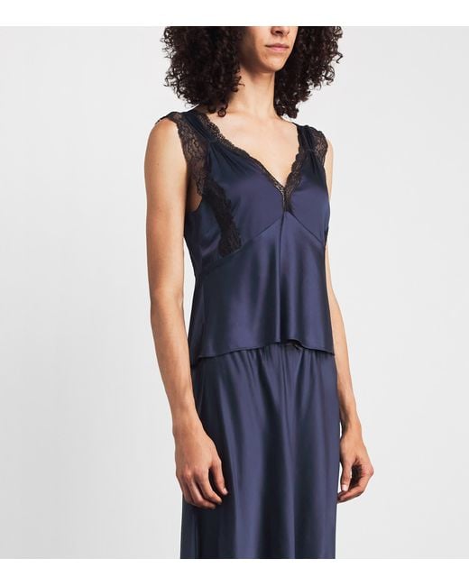 PAIGE Blue Satin Marin Top