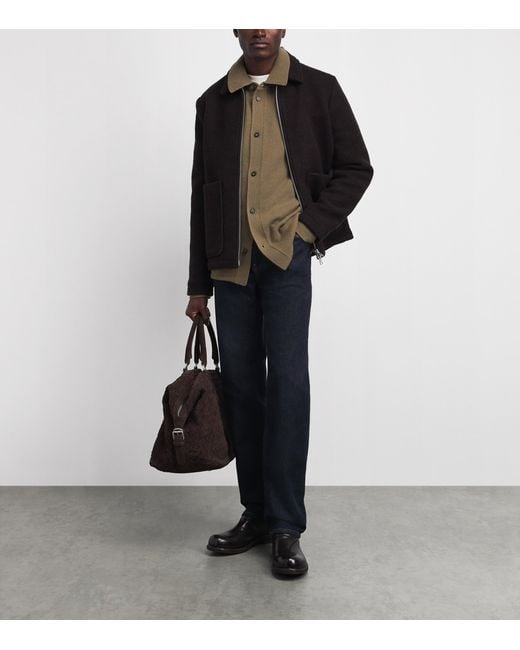 FRAME Green Wool Collar Cardigan for men