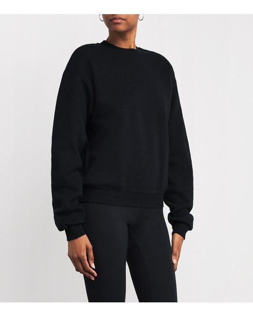 Skims Black Cotton-Blend Fleece Classic Sweatshirt