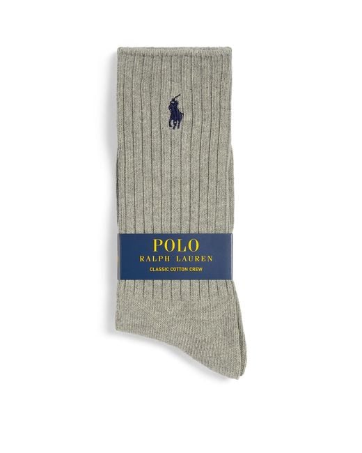 Polo Ralph Lauren Gray Cotton-Blend Classic Crew Socks for men