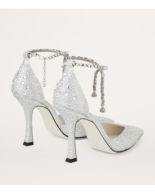 Jimmy Choo White Stevie 100 Embellished Pumps