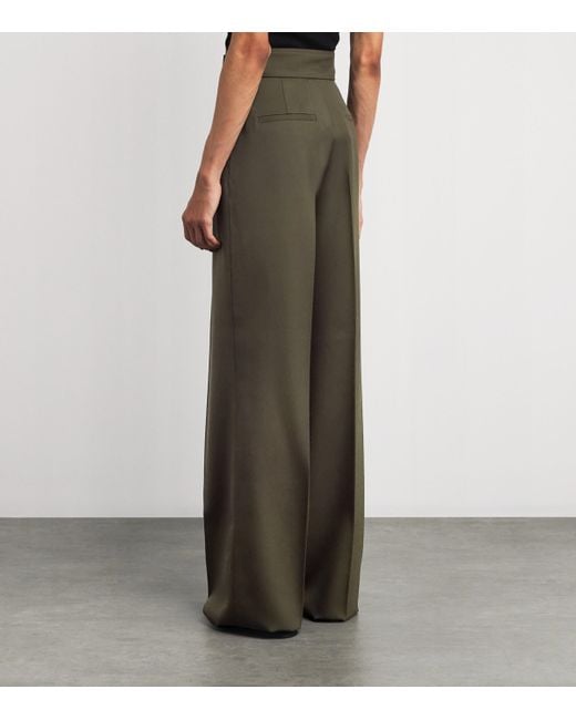 Max Mara Green Cotton Wide-Leg Trousers