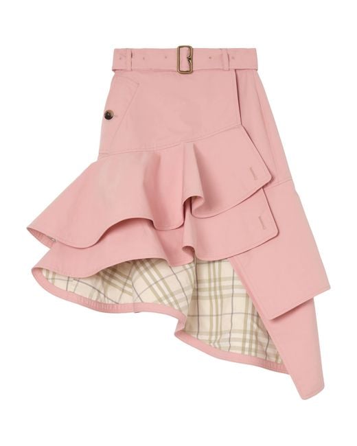 Burberry Pink Gabardine Trench Asymmetric Midi Skirt