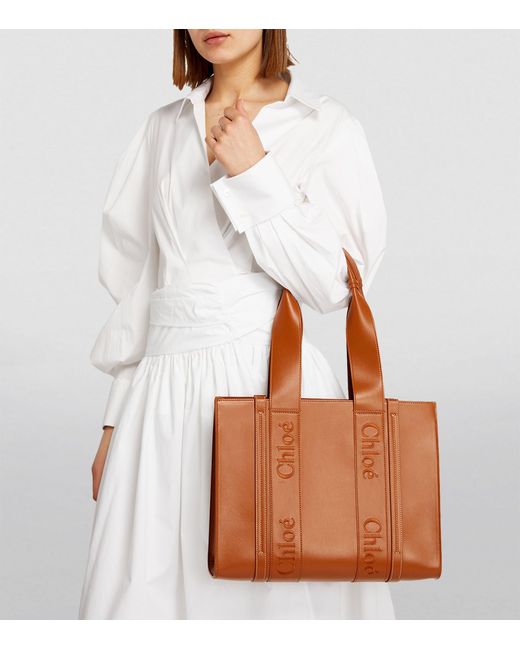 Chloé Brown Medium Leather Woody Tote Bag
