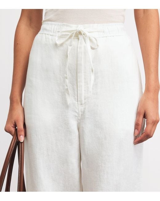 Polo Ralph Lauren White Linen Wide-Leg Trousers
