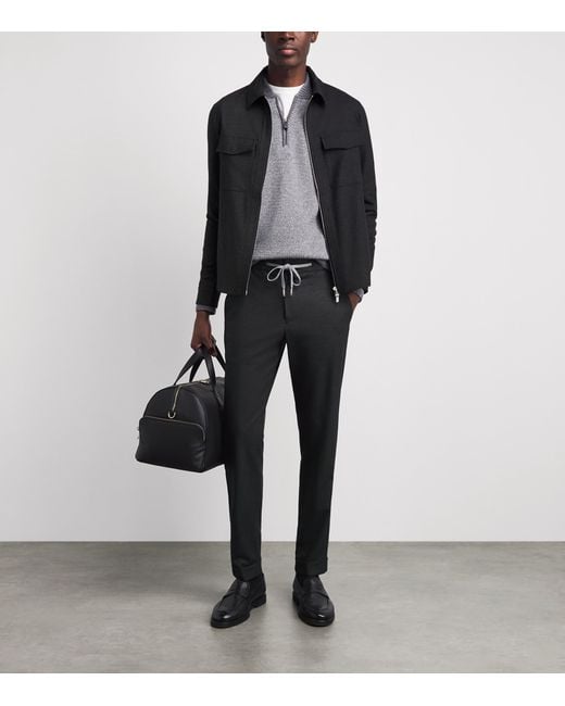 Marco Pescarolo Black Stretch-Cashmere 2-Way Zip Jacket for men