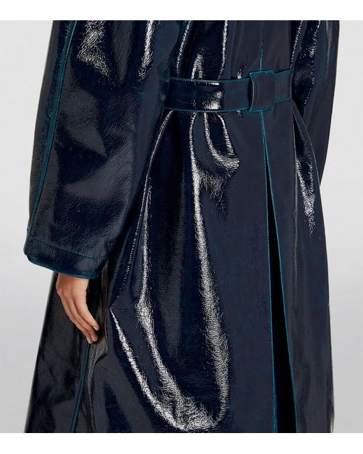 Alaïa Mirrored Trench Coat in Blue | Lyst