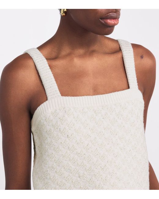 Maje White Tweed-Effect Crop Top