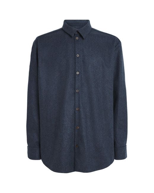 Johnstons Blue Wool-Cashmere Overshirt for men