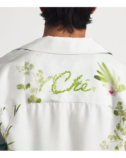 CHE Blue Silk Bloom Print Shirt for men