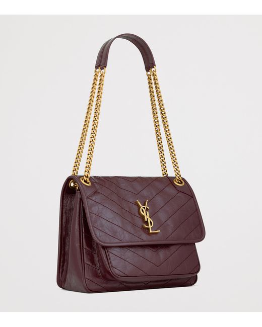 Saint Laurent Purple Medium Leather Niki Shoulder Bag