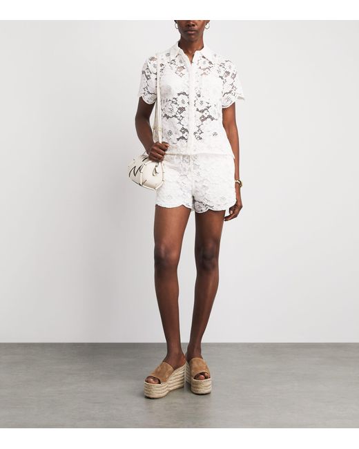 Alice + Olivia White Lace Drawstring Kenley Shorts