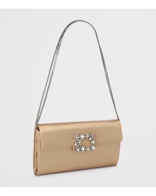 Roger Vivier Natural Satin Efflorescence Envelope Clutch Bag