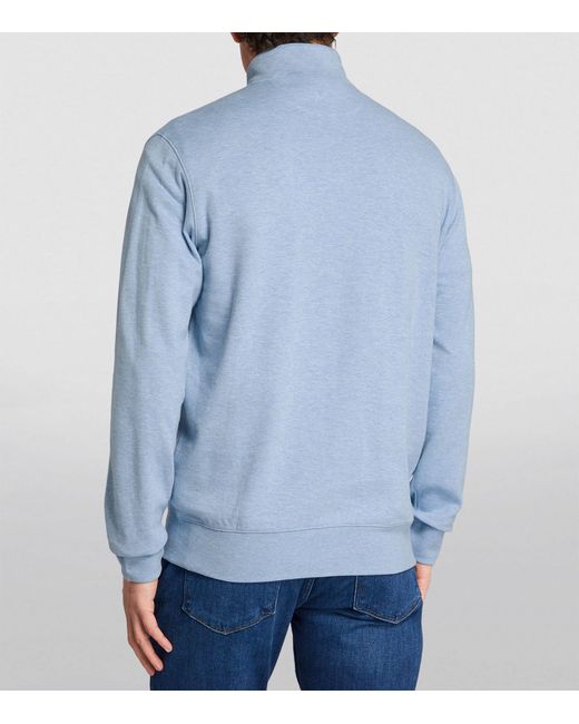 Polo Ralph Lauren Blue Cotton-blend Quarter-zip Sweater for men