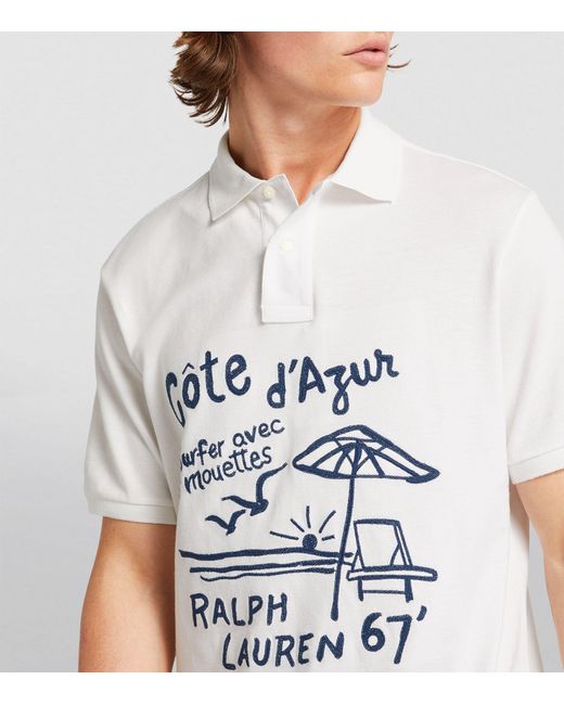 Polo Ralph Lauren White Embroidered Polo Shirt for men