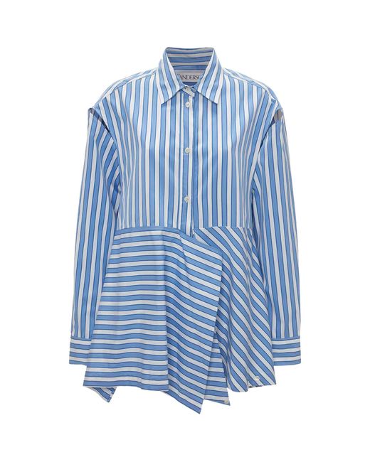 J.W. Anderson Blue Cotton Peplum-drape Shirt