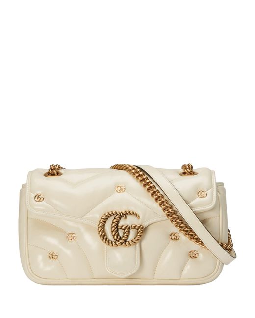 Gucci Natural Small Leather Gg Marmont Shoulder Bag